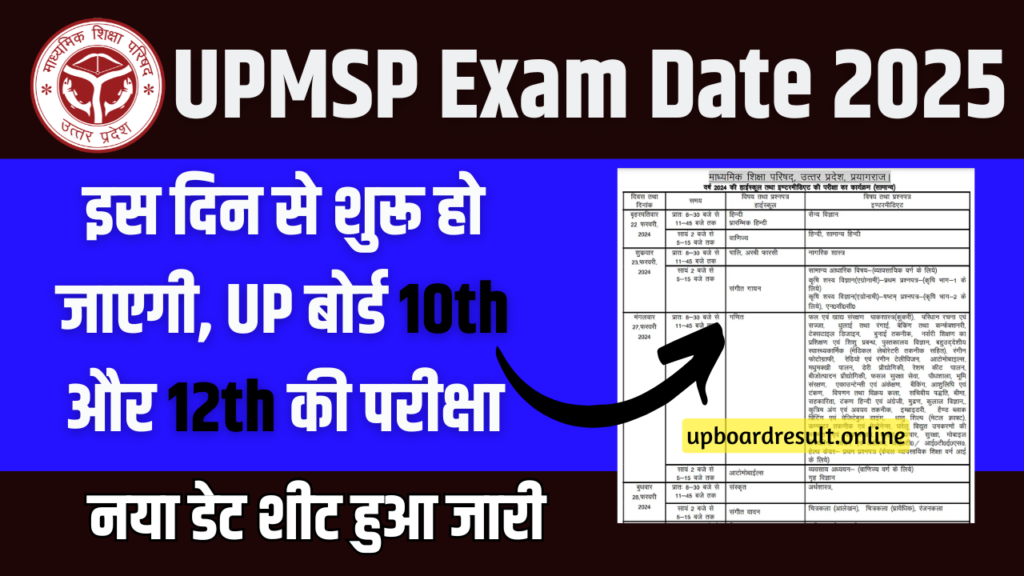 UPMSP Exam Date 2025