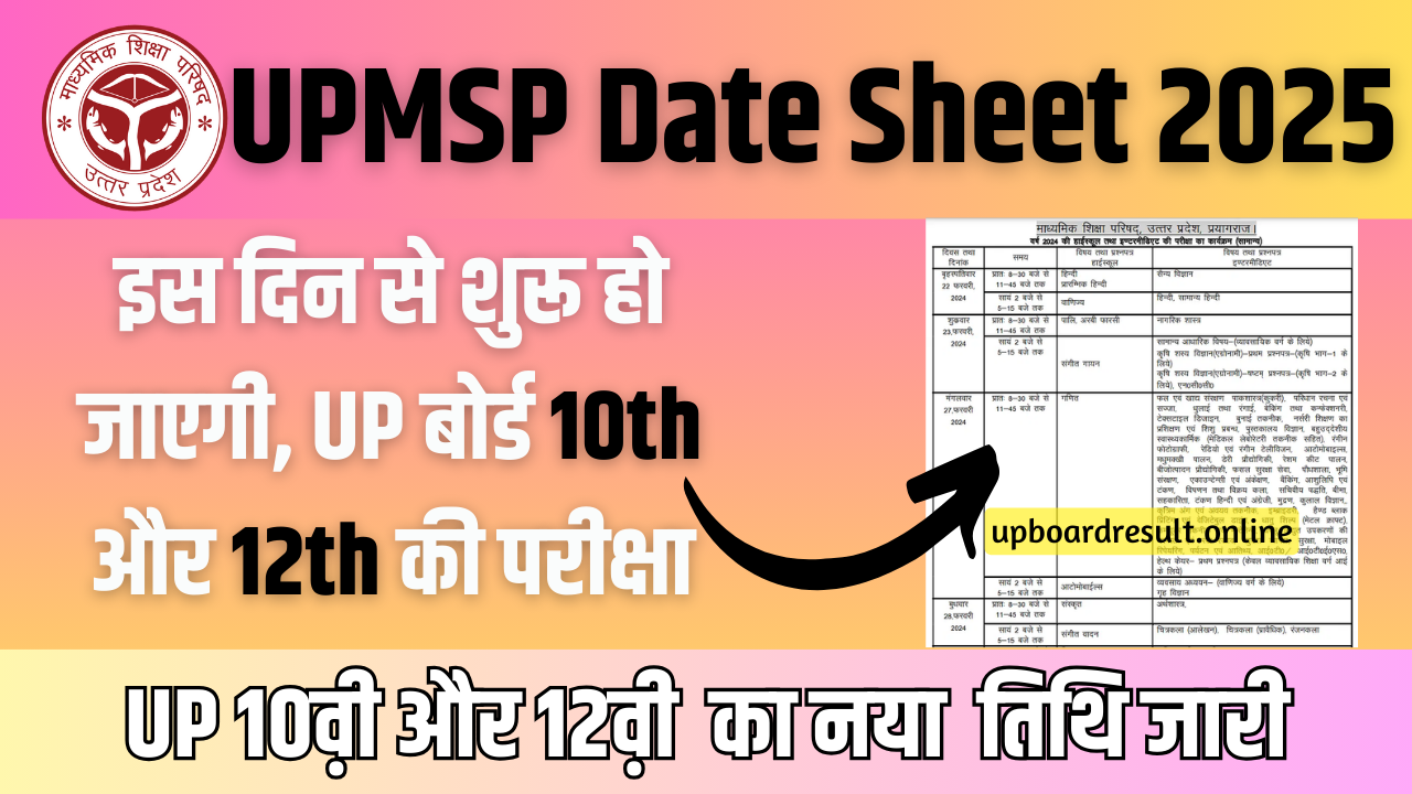 UPMSP Date Sheet 2025