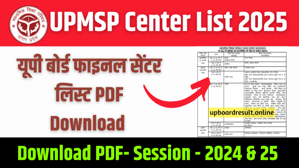 UPMSP Center List 2025